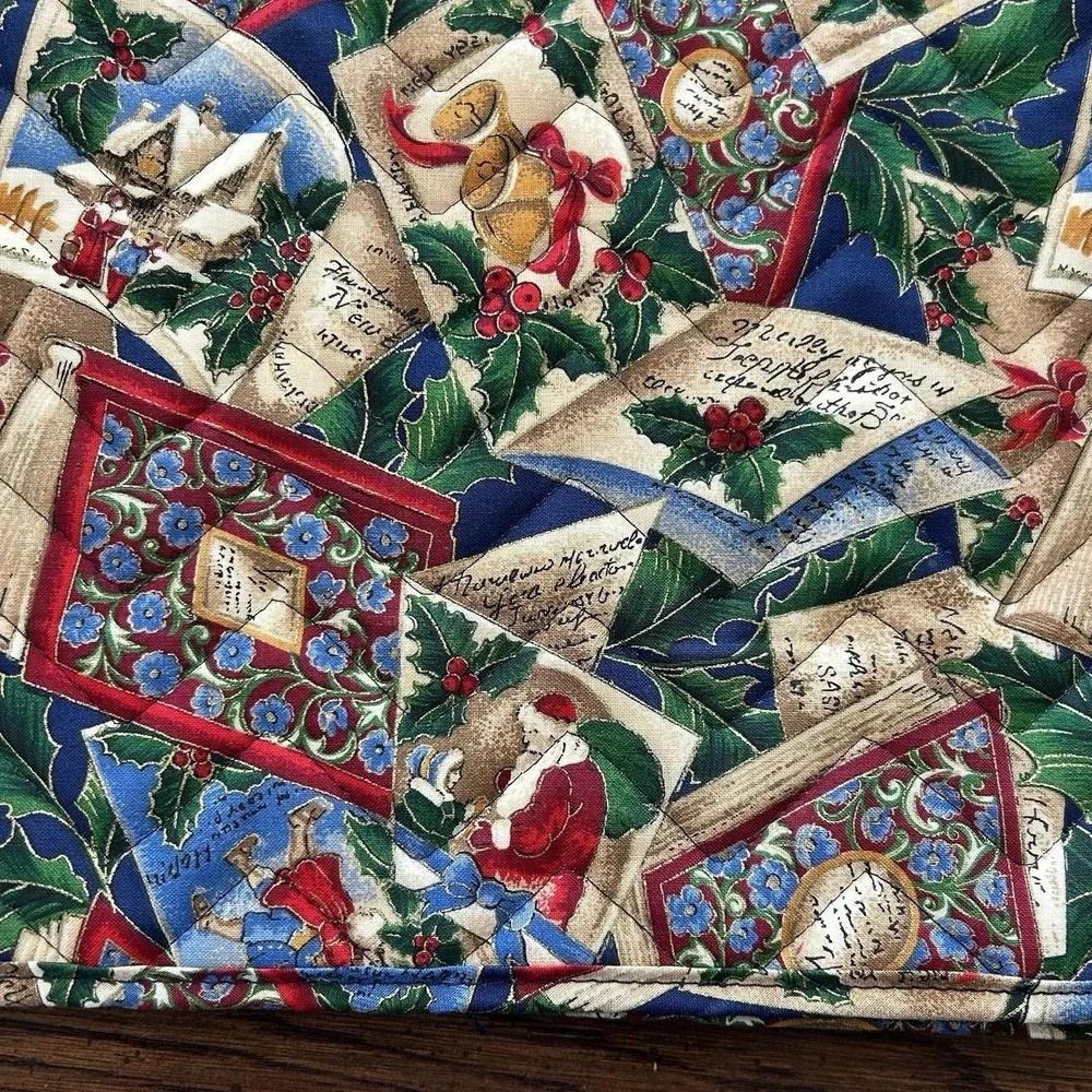 Vintage Handmade 80's-90's‎ Handmade Quilted Christmas Placemats, Set Of 4